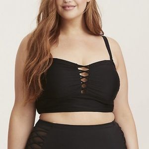 Torrid Black Lattice Front Swim Top